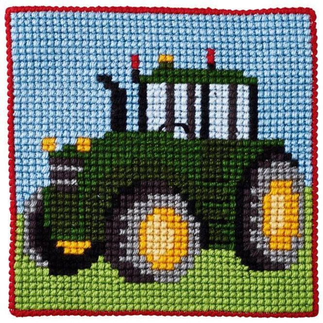 Hovedbilde Barnebroderi traktor 25 x 25 cm