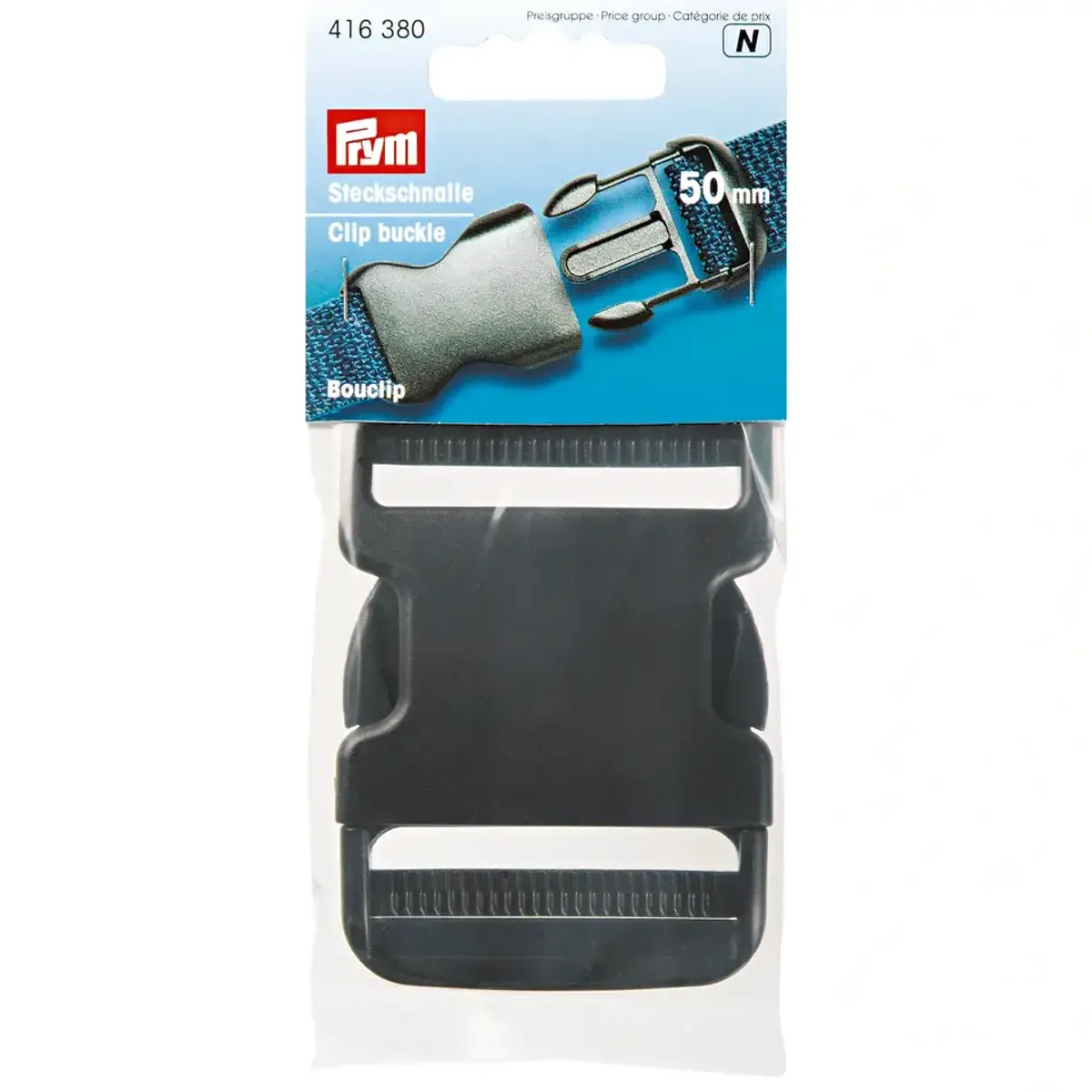 Klips sort 50 mm spenne med reguleringsspor Prym