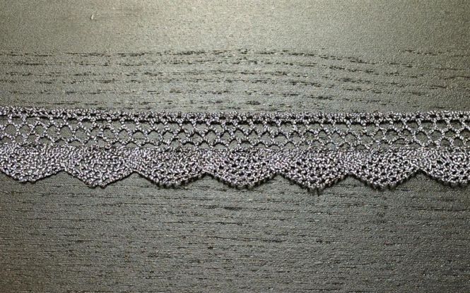 Hovedbilde Metallisk hekleblonde 20 mm antikk sølv