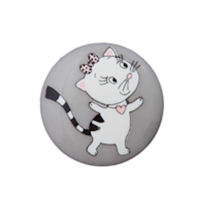 Hovedbilde Barneknapp dansende katt grå 18 mm
