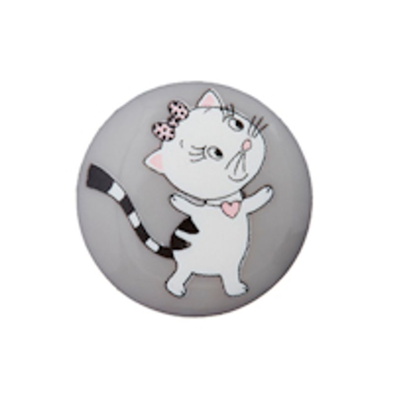 Barneknapp dansende katt grå 18 mm