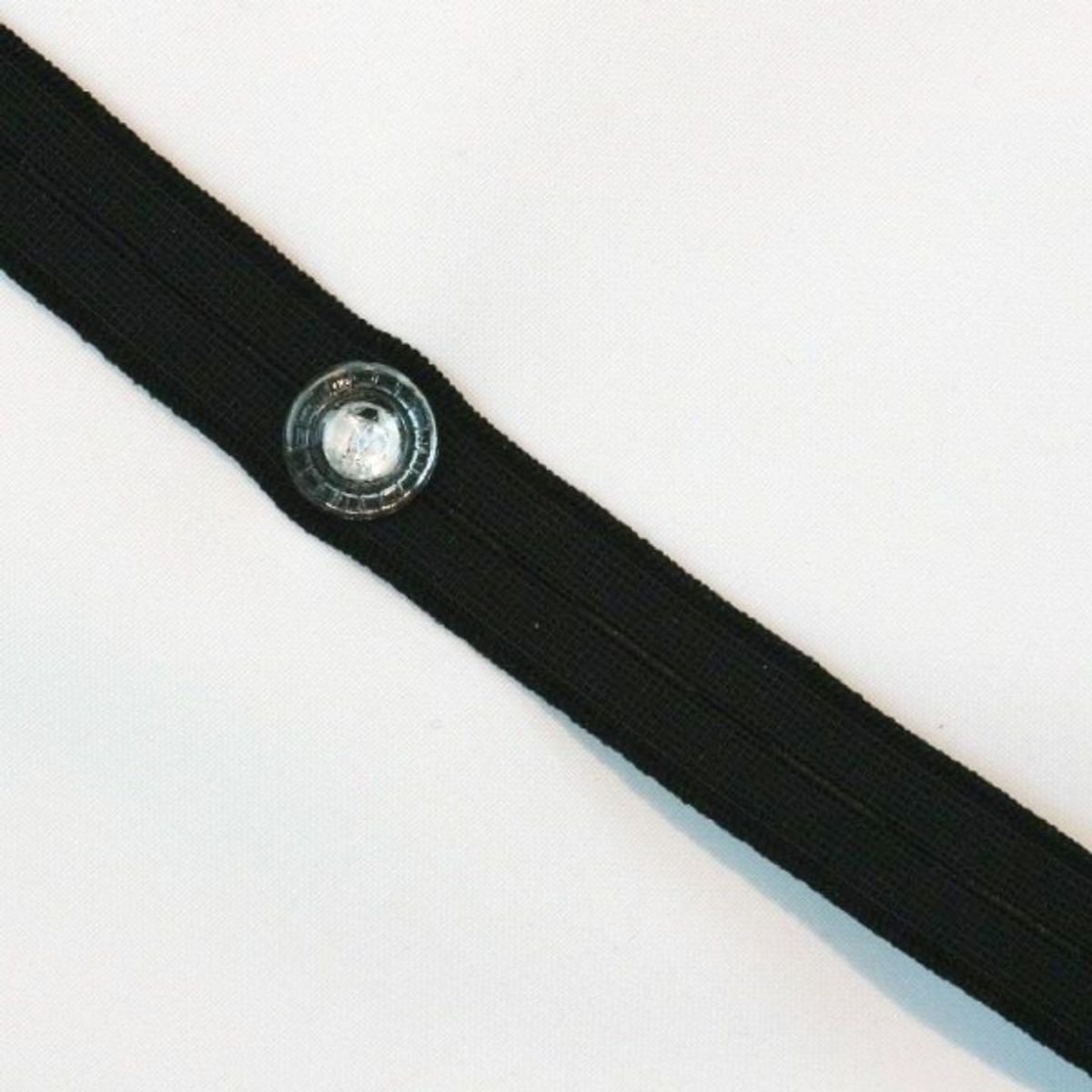 Knapphullstrikk 18 mm sort - metervare