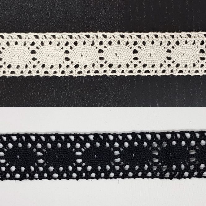 Hovedbilde Hekleblonde 30 mm lusegang - sort og linfarge