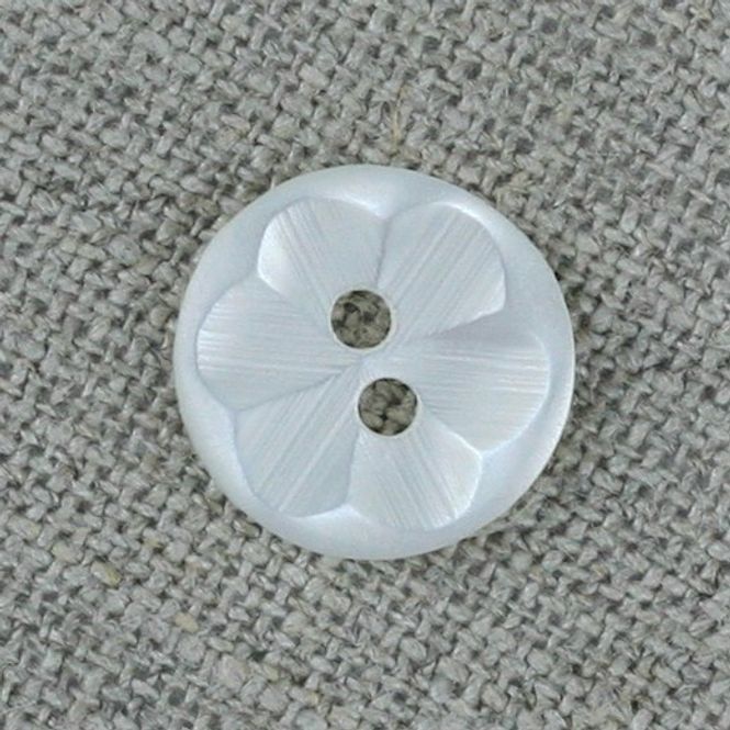 Hovedbilde Bluseknapp hvit blomst 14 mm