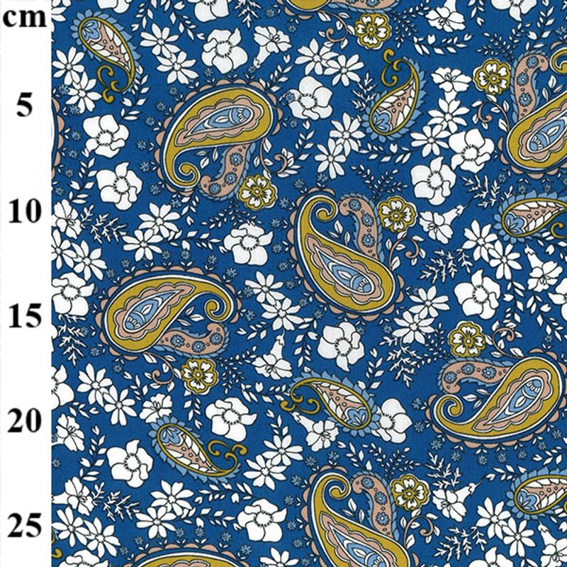 Paisley viskose vevd klarblå 