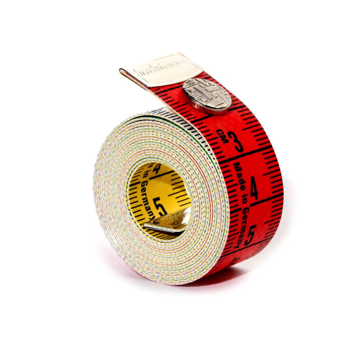 Målebånd med metallender og trykknapp 150 cm