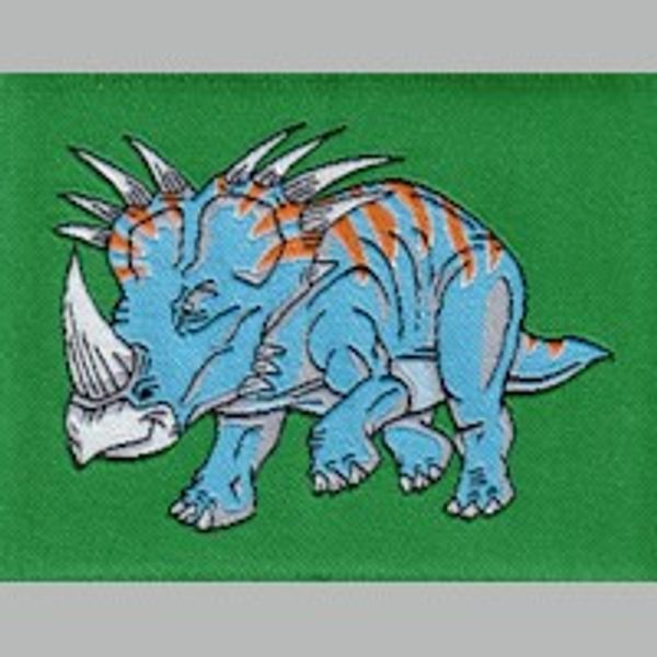 Hovedbilde Strykemerke triceratops turkis på grønn bakgrunn ...