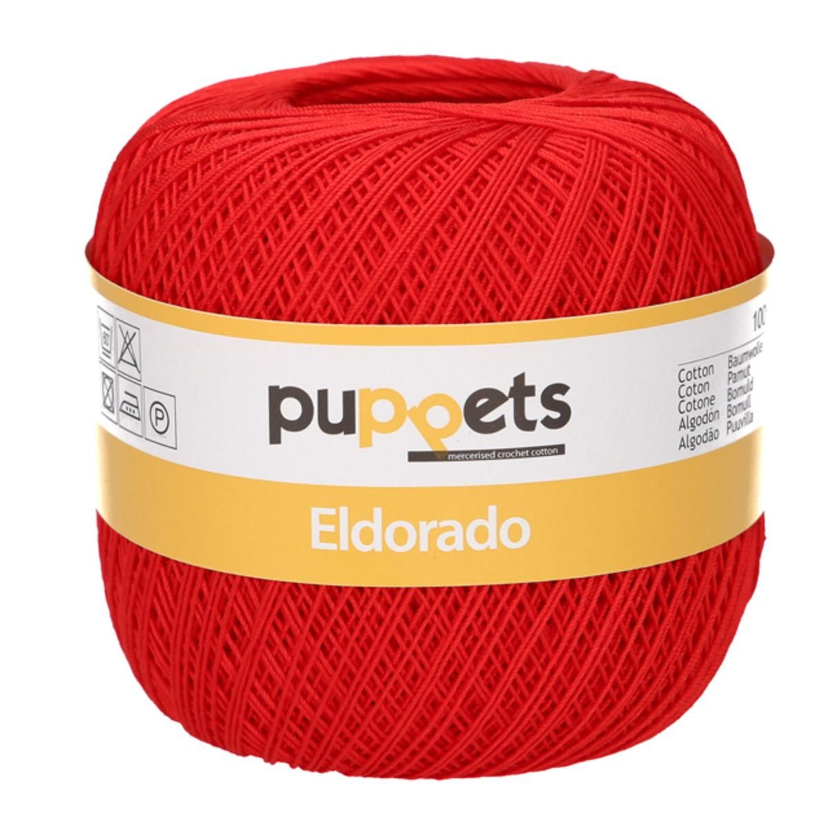 Heklegarn No.16 klar rød 50 gr Eldorado Puppets