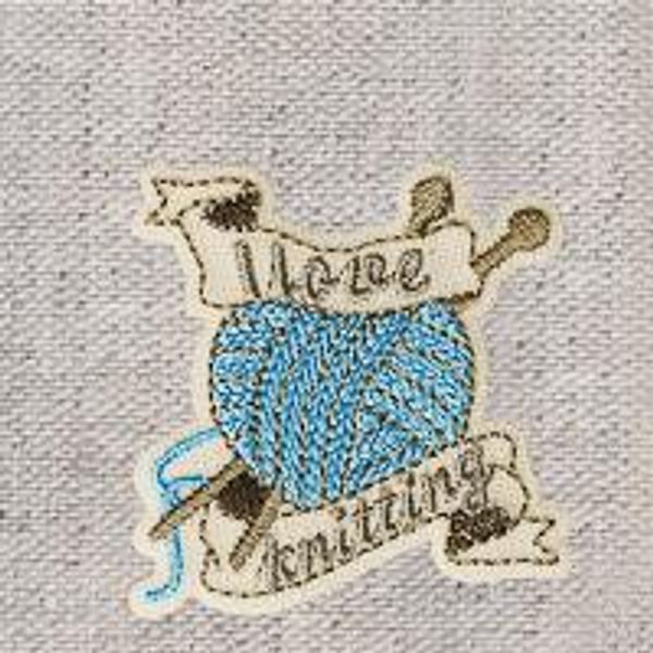Hovedbilde Strykemerke strikking I love knitting symerke