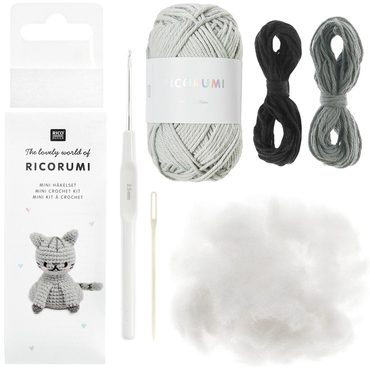 Ricorumi mini heklepakke katten Gråpus