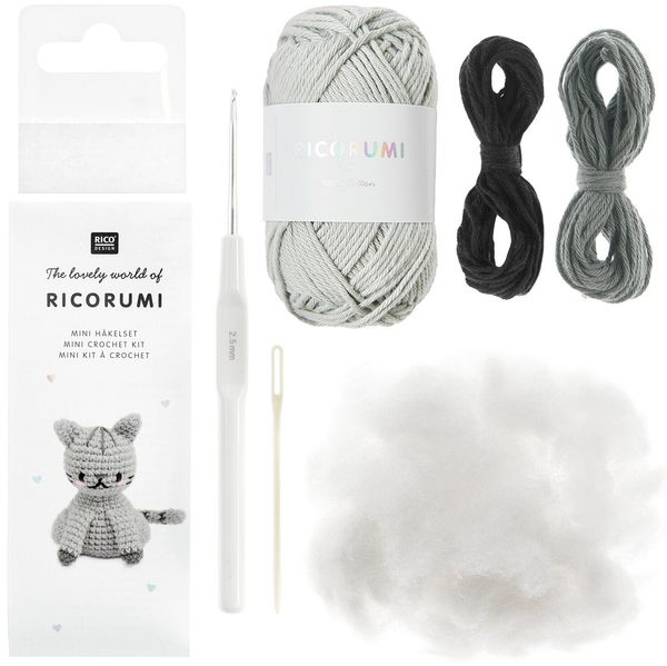 Hovedbilde Ricorumi mini heklepakke katten Gråpus