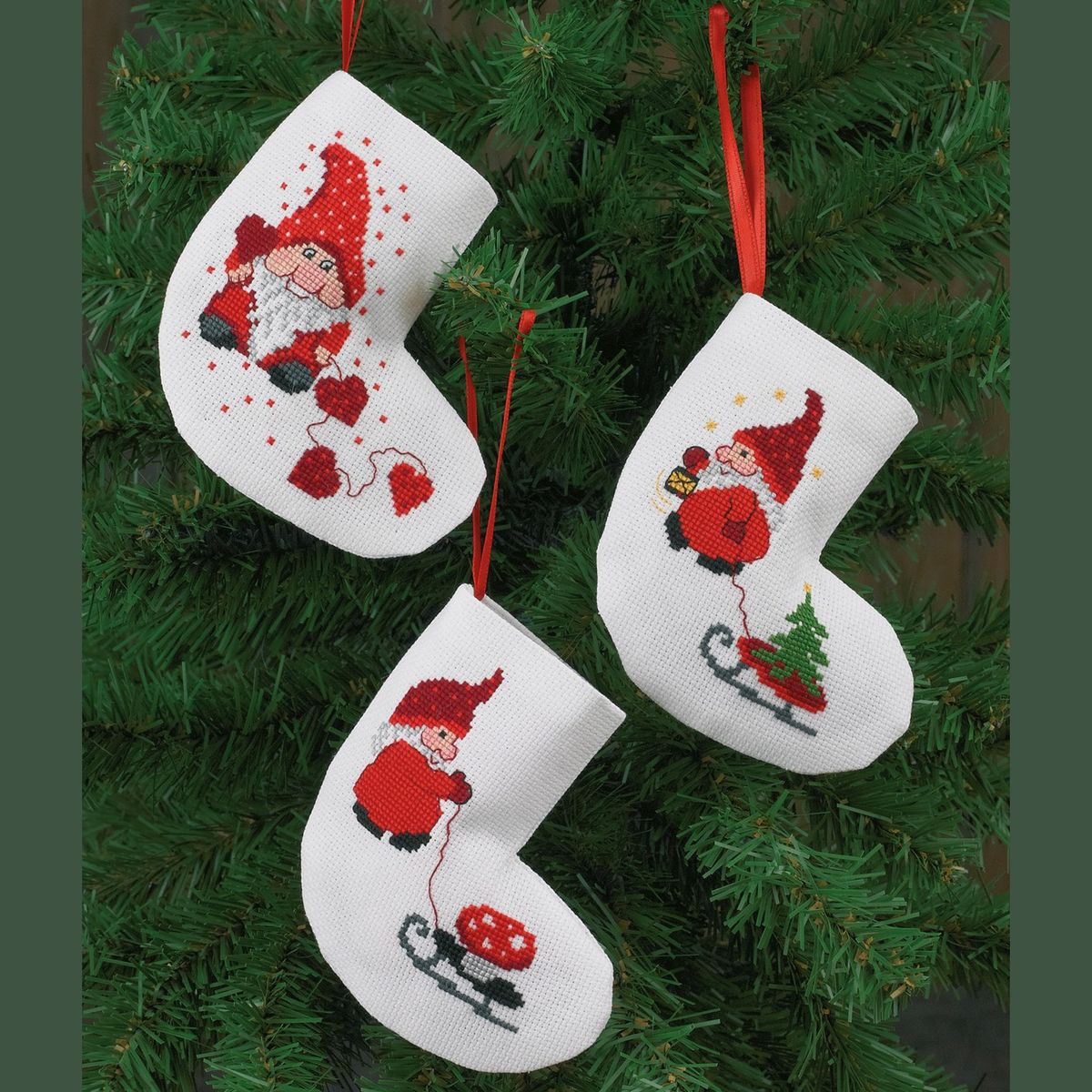 Juletrepynt nisser på små sokker x3