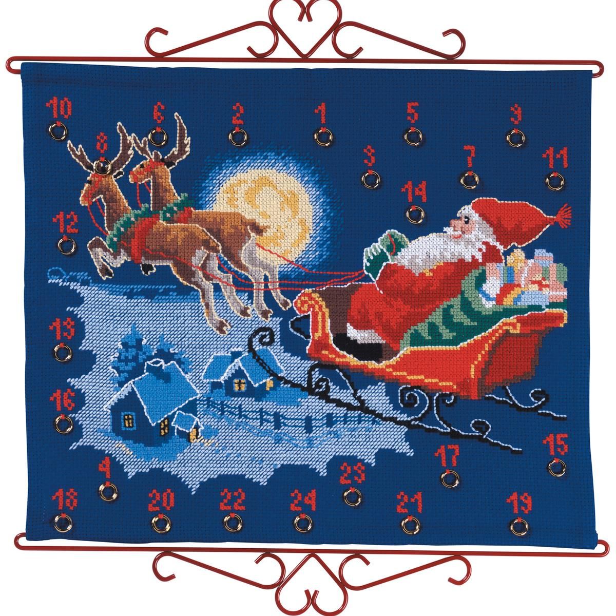 Julekalender Julemand på blå bunn 50 x 42 cm
