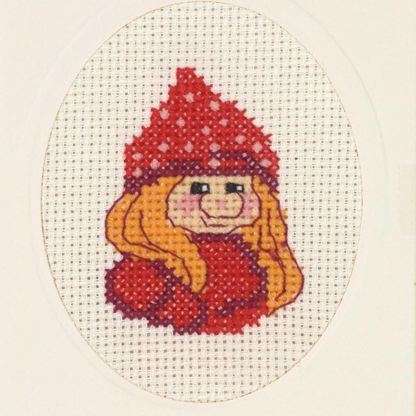 Hovedbilde Julekort 9 x 13 cm nissejenta broderipakke