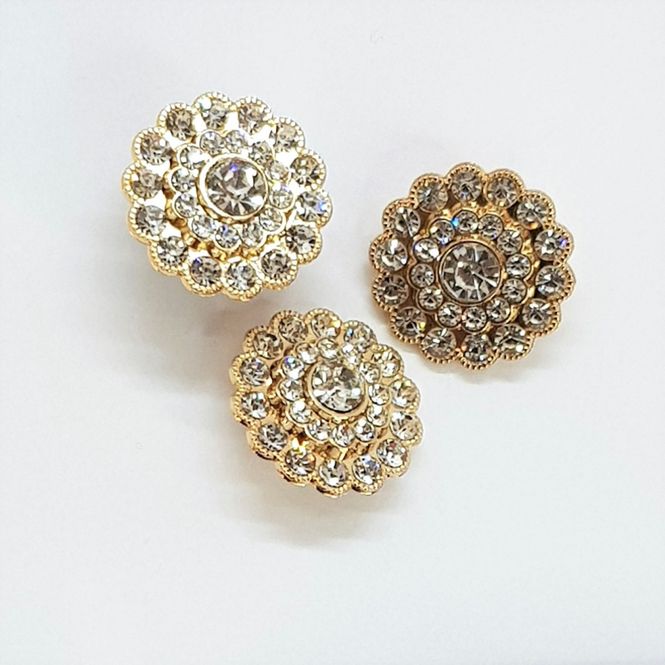 Hovedbilde Blingknapp rosett gull strass