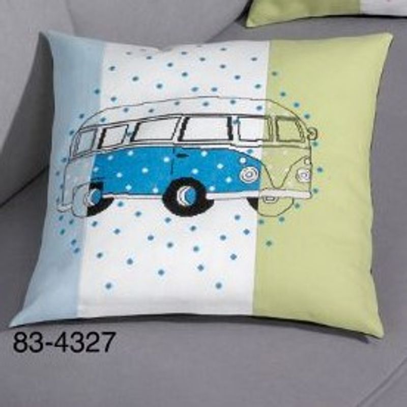 Pute VW Transporter hippiebuss 40 x 40 cm - broderipakke  korsst
