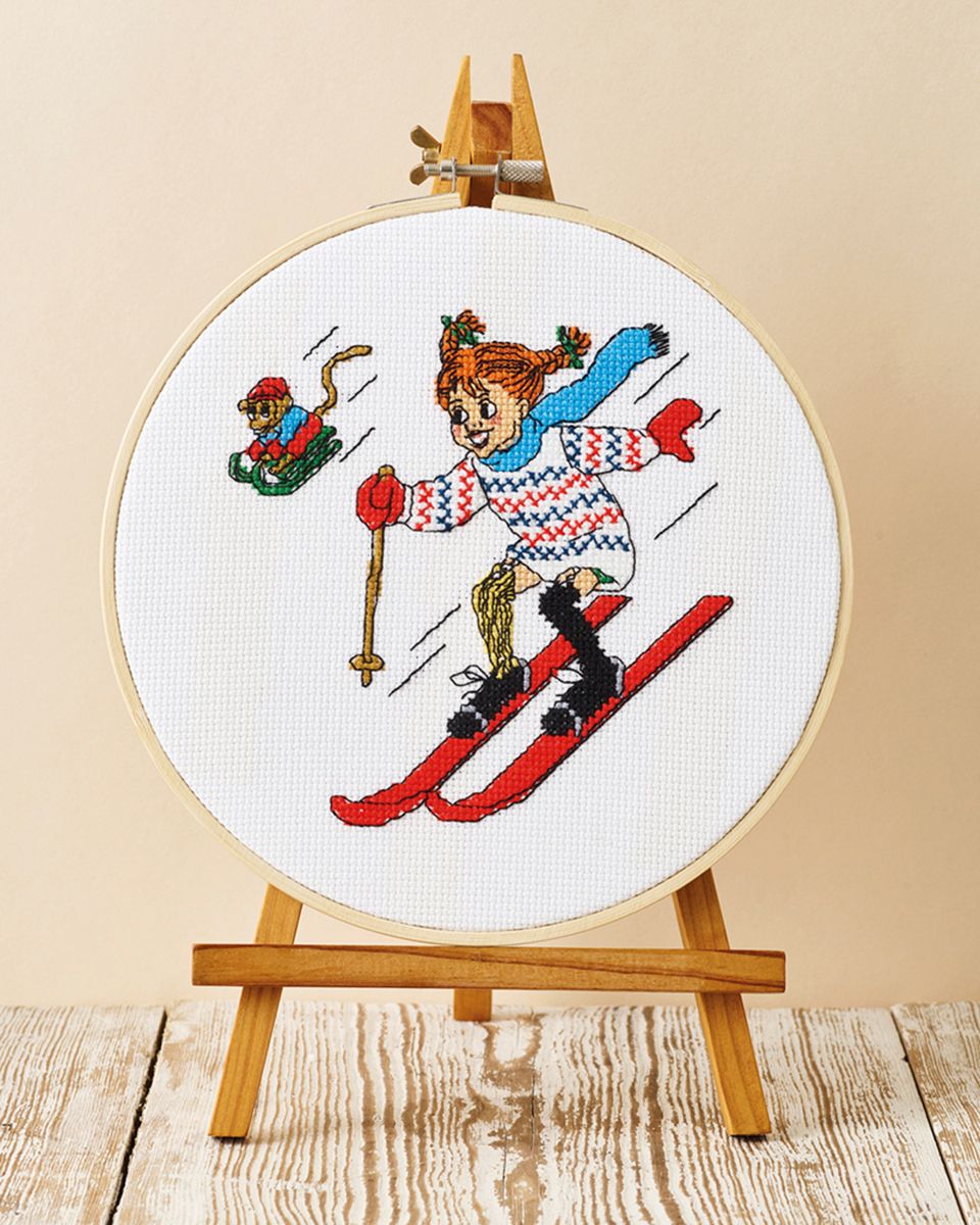Pippi Langstrømpe i skibakken bilde  30 cm 